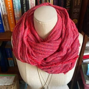 ❤️🩷J CREW Red white and blue Infinity scarf